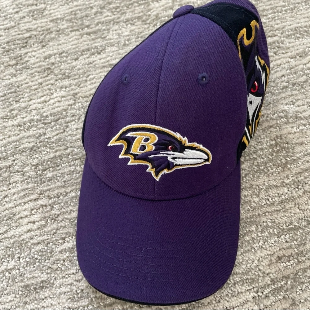 Vintage Reebok Baltimore Ravens Purple Curved Brim Adjustable Hat Large Logo